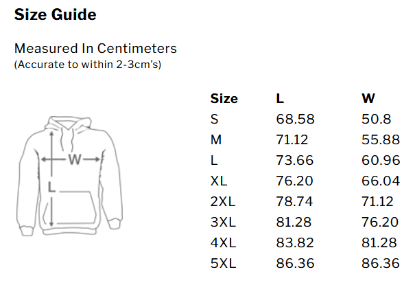 Heavyweight Hoodie Size Guide
