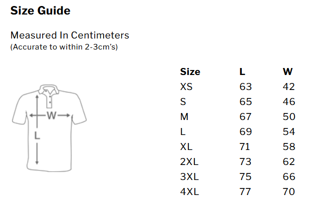 Womens Polo Size Guide