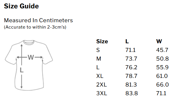 T-Shirt size guide